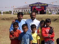 some people from the 2008 Amaravati Jumbo Retreat, with the large shrine in the background