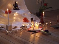 A beautiful shrine for a mitra ceremony at the Amsterdam Buddhist Centre