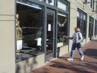 The entrance of the new Nagaloka Buddhist Center in downtown Portland, Maine - with our buddha in the window