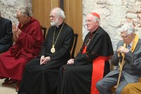 Left to right: the Dalai Lama, Archbishop of Canterbury, Cardinal Murphy O’Connor, and Sangharakshita